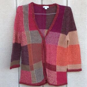 CHRISTOPHER & BANKS OPEN KNIT 3/4 SLEEVES CARDIGAN